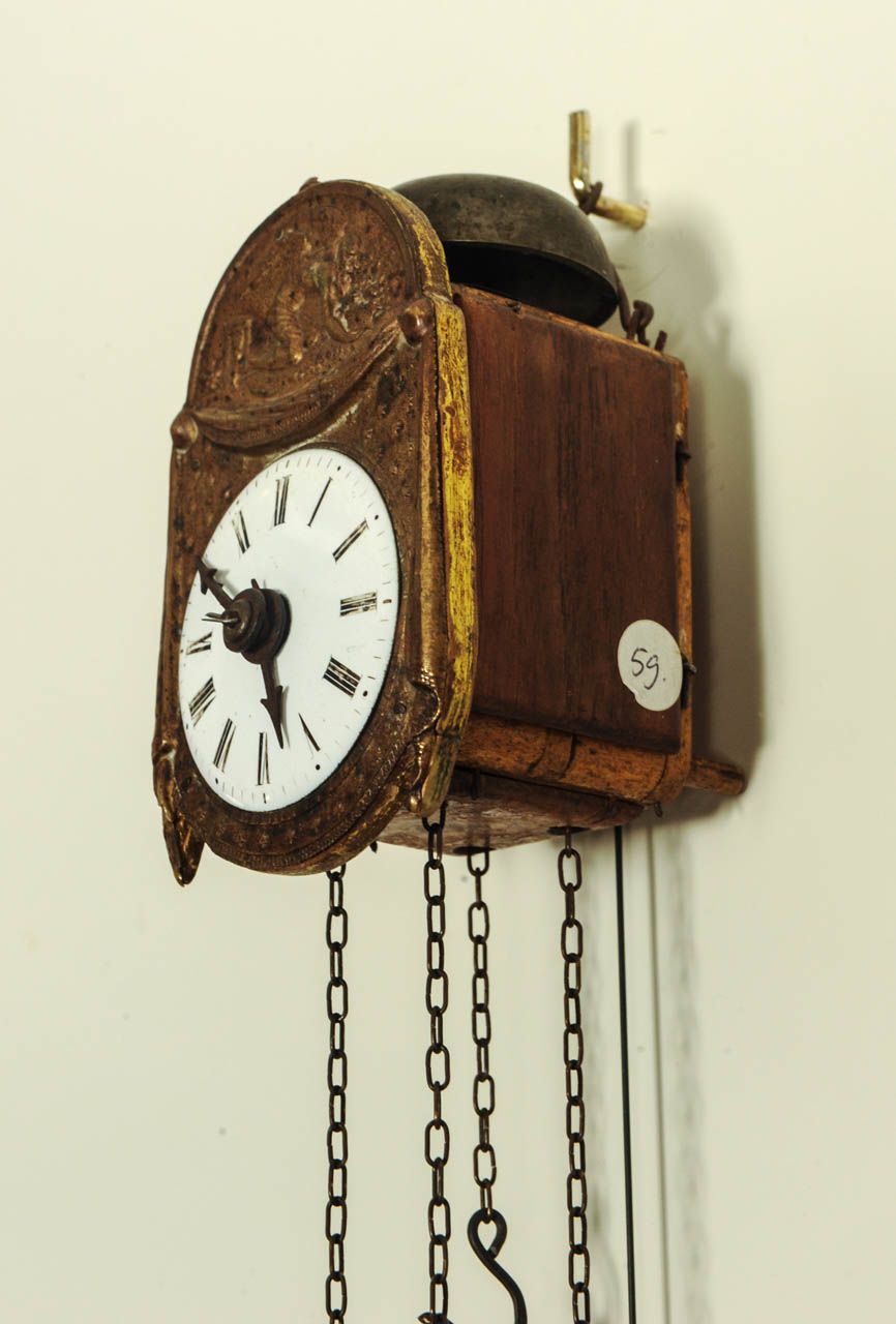 A miniature German Black Forest copper and wood so-called 'Sorg' wall clock, circa 1840 - image 5