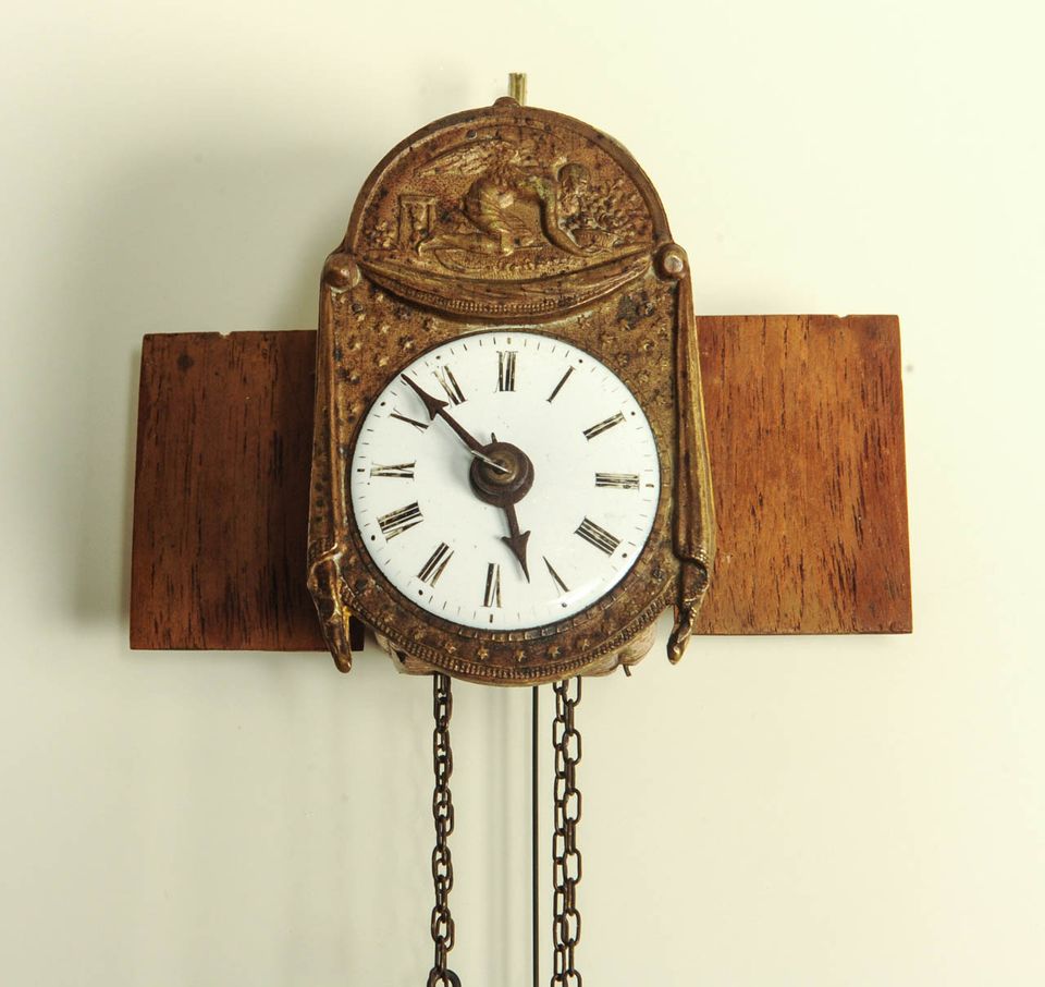 A miniature German Black Forest copper and wood so-called 'Sorg' wall clock, circa 1840 - image 6