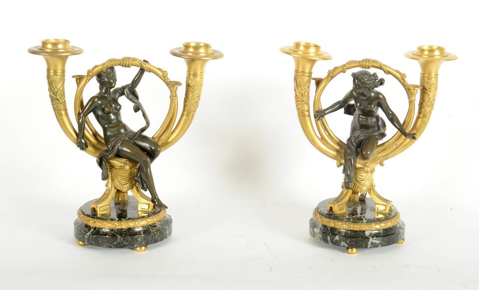 A pair of French ormolu and patinated bronze candlesticks, after Alfons Giroux, circa 1880 - image 2