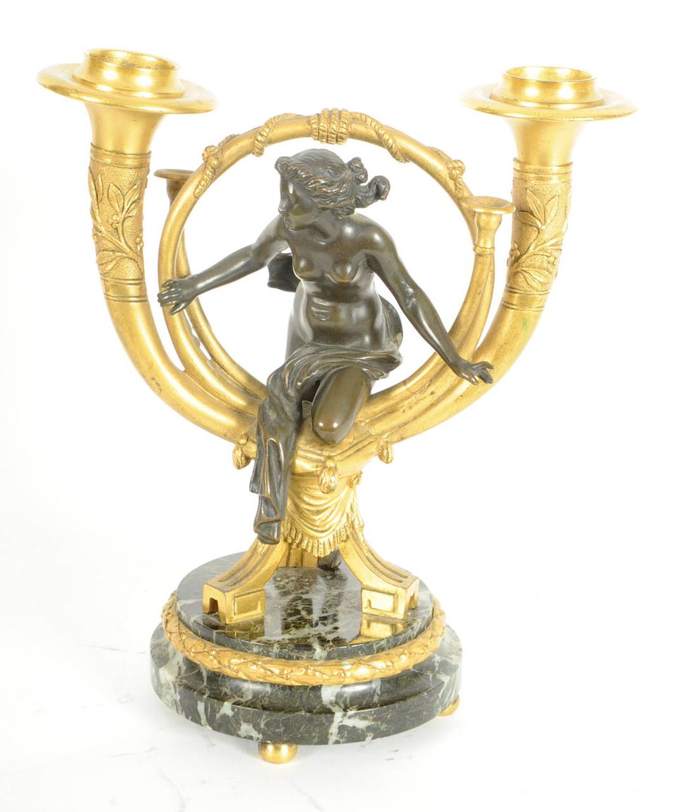A pair of French ormolu and patinated bronze candlesticks, after Alfons Giroux, circa 1880 - image 3