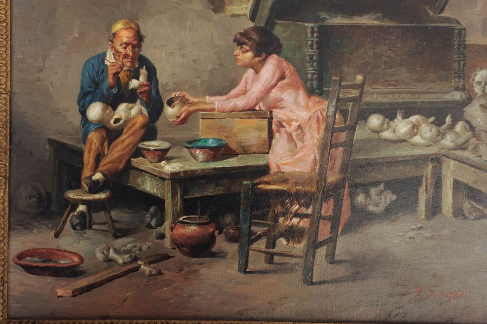 'A doll's doctor in his atelier' (oil on canvas) by Julius Singer, circa 1900 - image 3