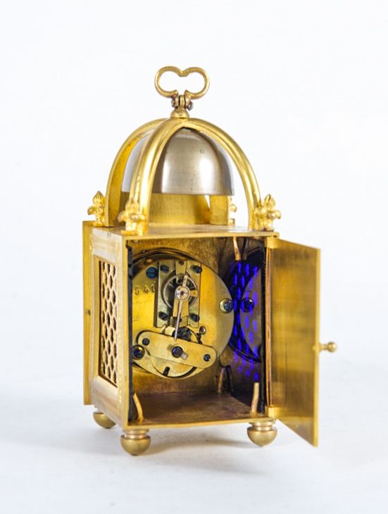Lovely Fire Gilded Miniature Traveling Clock Signed  "Planchon a Paris" - image 2