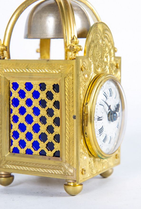 Lovely Fire Gilded Miniature Traveling Clock Signed  "Planchon a Paris" - image 3