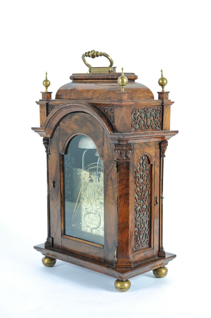 Very Small Unusual 18th Century Amsterdam Burr Walnut Bracket Clock   - image 2