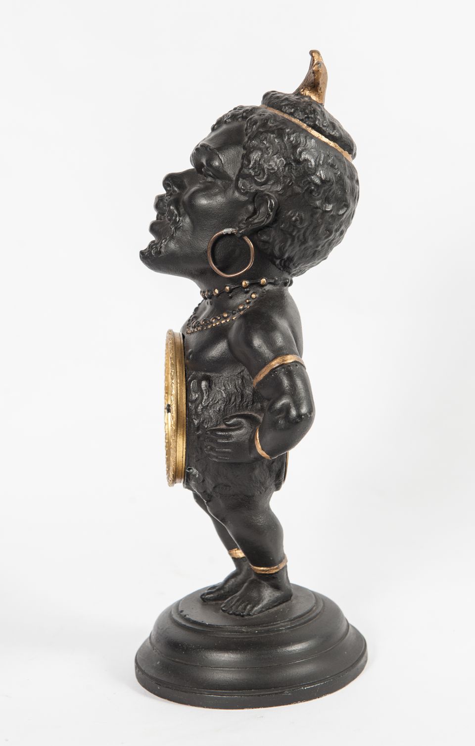 Decorative Polychrome French White Metal Time Piece Clock Figure, circa 1880 - image 3