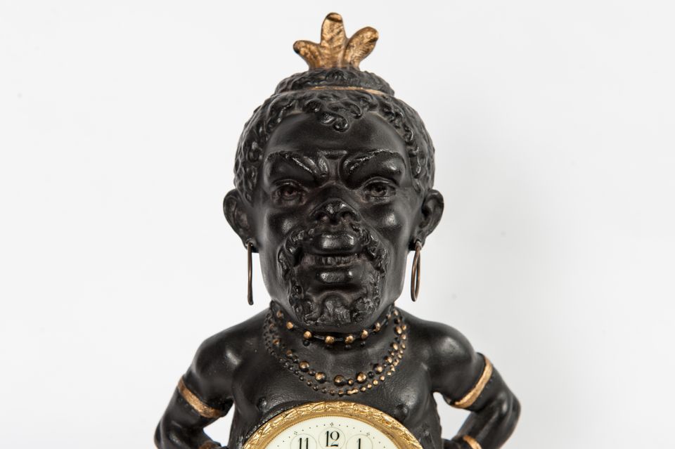 Decorative Polychrome French White Metal Time Piece Clock Figure, circa 1880 - image 4