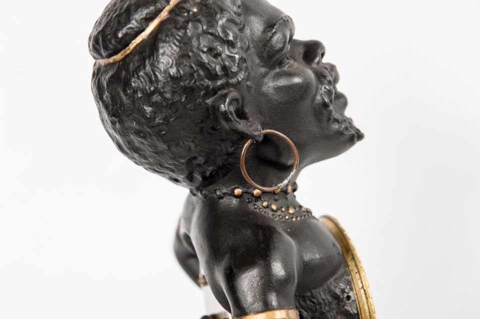 Decorative Polychrome French White Metal Time Piece Clock Figure, circa 1880 - image 5