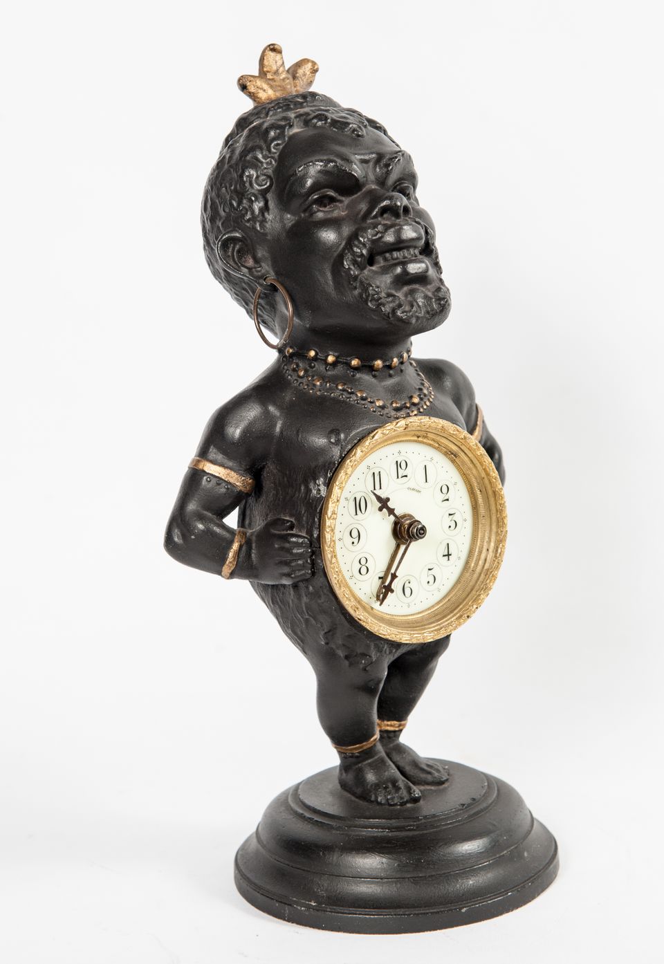 Decorative Polychrome French White Metal Time Piece Clock Figure, circa 1880 - image 6