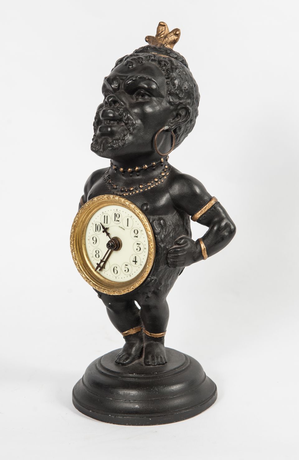 Decorative Polychrome French White Metal Time Piece Clock Figure, circa 1880 - image 7