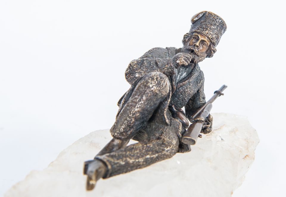 Russian Kozak Figure on Berg Crystal Base, Late 19th Century - afbeelding 7