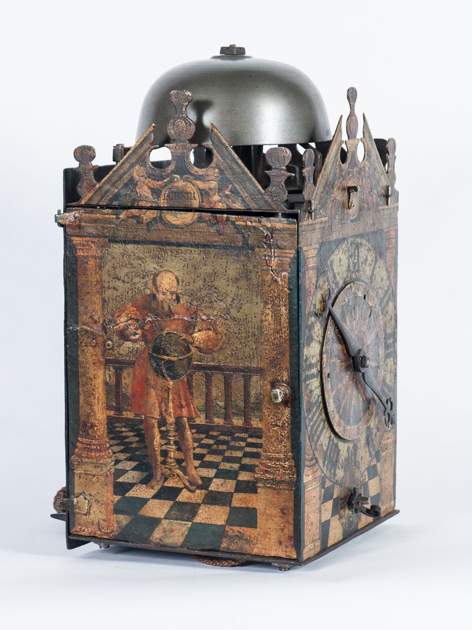 A very early German late 16th century painted chamber clock, circa 1580 - image 7