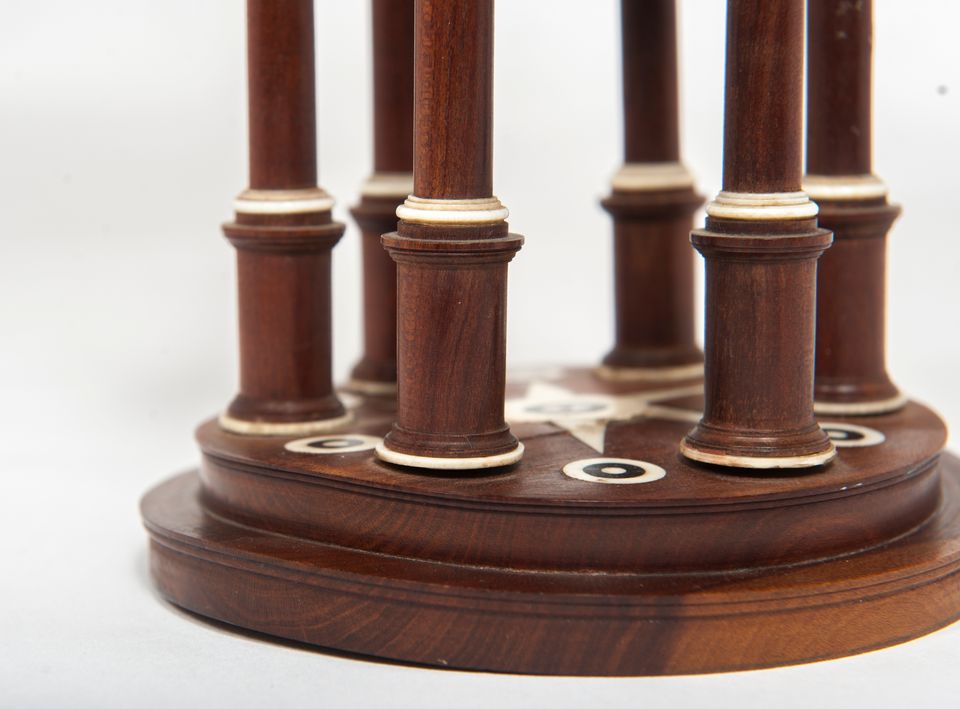 An unusual circular wooden temple dome pillar timepiece clock circa1830 - image 4