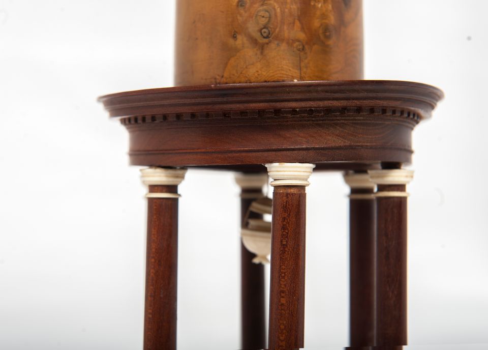 An unusual circular wooden temple dome pillar timepiece clock circa1830 - image 5