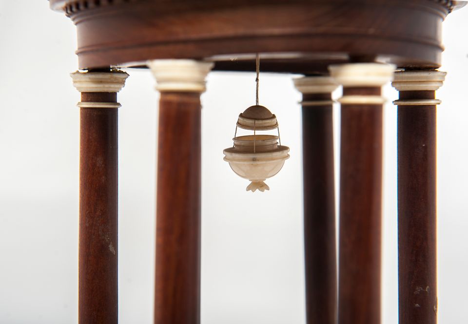 An unusual circular wooden temple dome pillar timepiece clock circa1830 - image 6