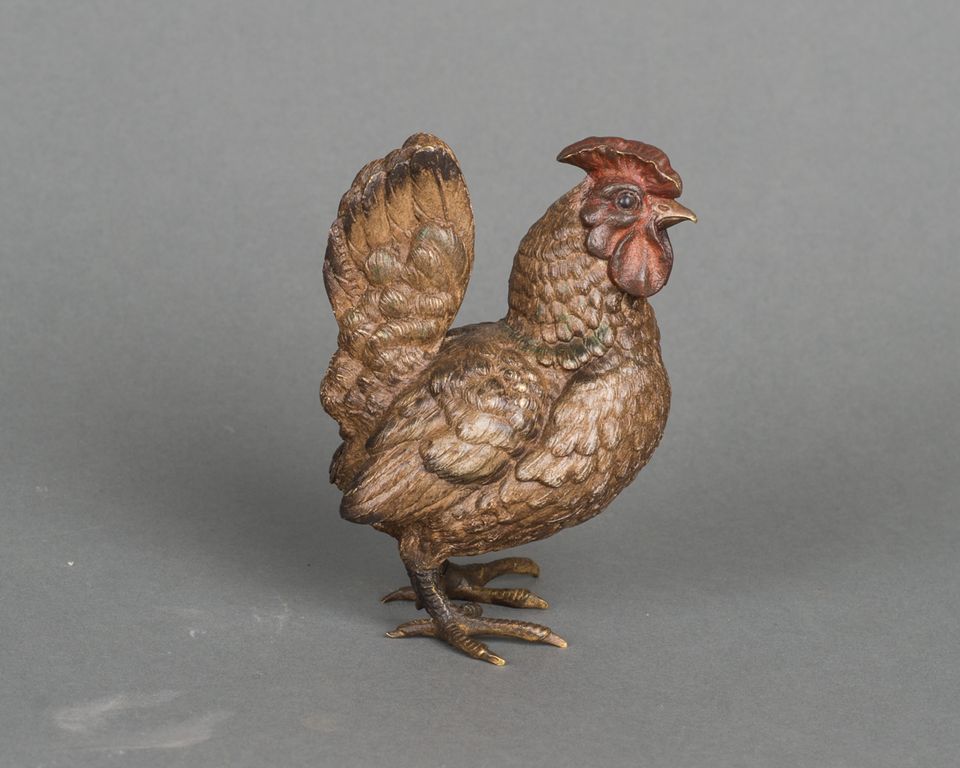 An unusual and very detailed Vienna bronze of a rooster, circa 1890 - afbeelding 2