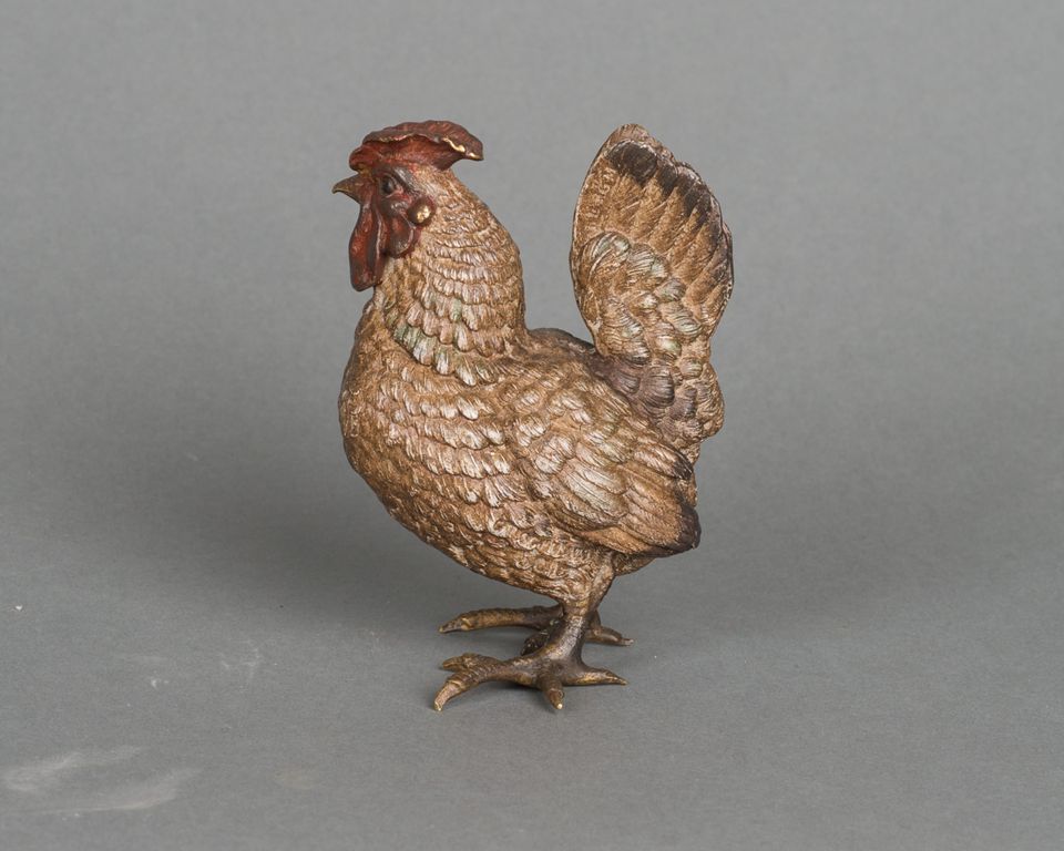 An unusual and very detailed Vienna bronze of a rooster, circa 1890 - afbeelding 3