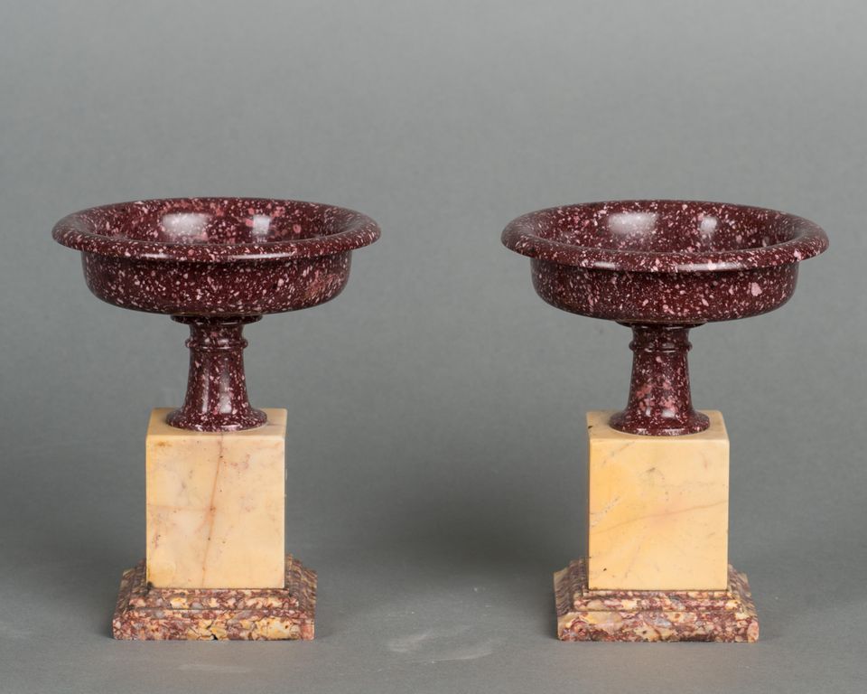 Exceptional pair of probably Egyptian porphyry marble, circa 1830 - afbeelding 2