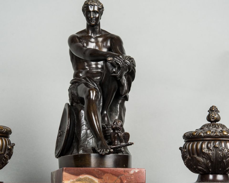 A very imposing 19th century inkwell on the marble base, circa 1860 - afbeelding 2