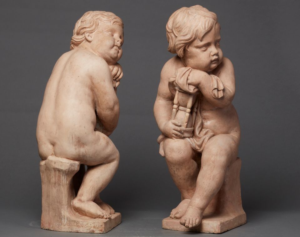 A pair of Terracotta putties sculptures signed by Mathieu de Tombay, circa 1837 - afbeelding 3