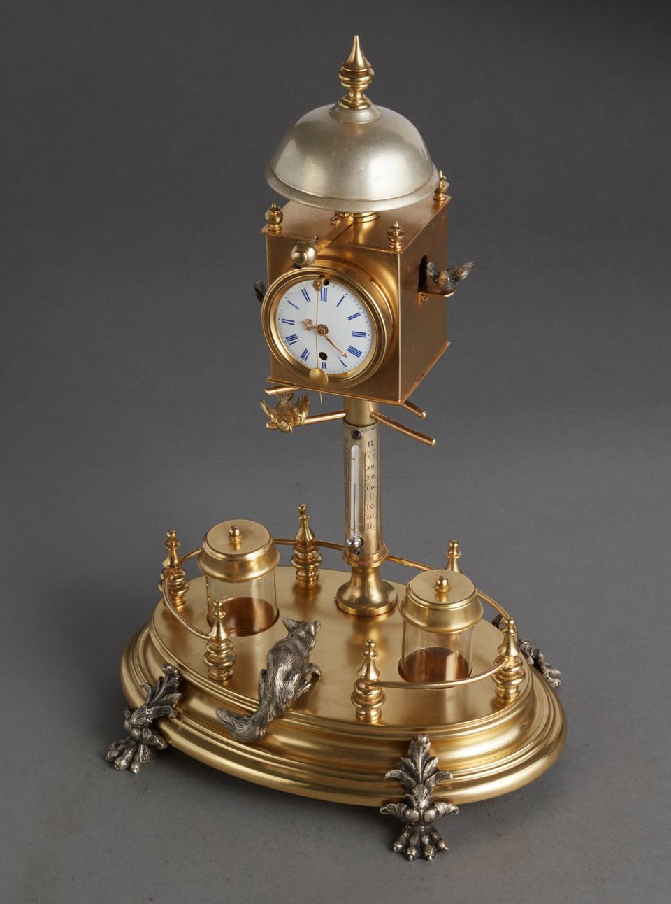 Desk inkwell with clock and ringing bell, circa 1860 - image 2