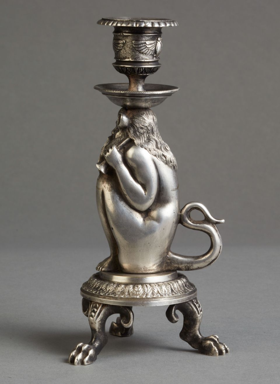 An unusual Silvered candle stick of an old man as fantasy figure, circa 1880 - image 5
