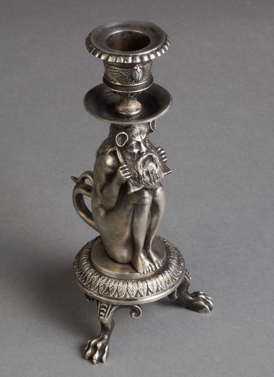 An unusual Silvered candle stick of an old man as fantasy figure, circa 1880 - image 7