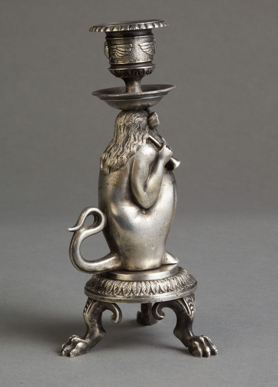 An unusual Silvered candle stick of an old man as fantasy figure, circa 1880 - image 10