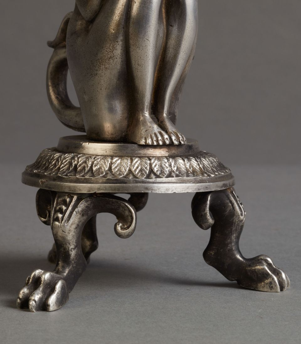 An unusual Silvered candle stick of an old man as fantasy figure, circa 1880 - image 12