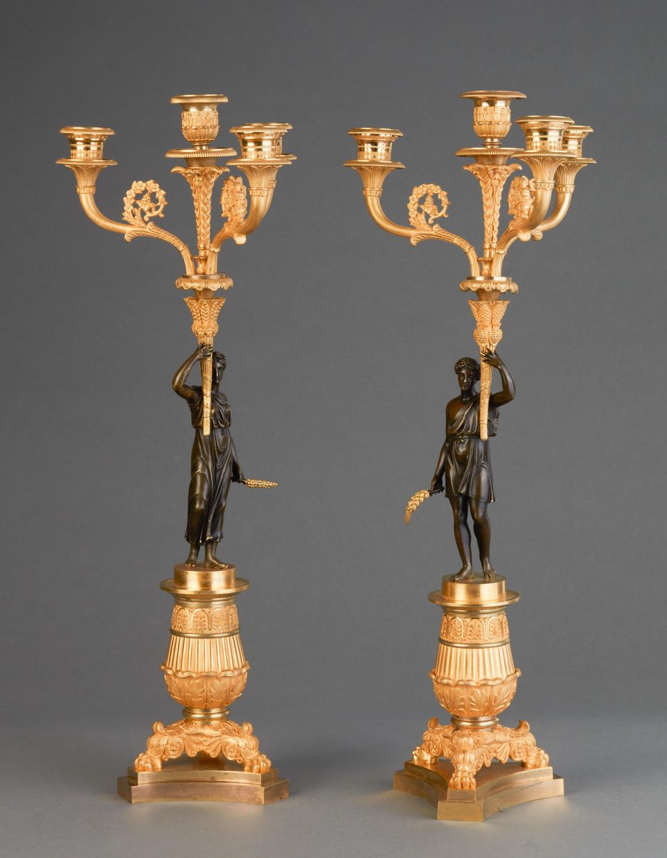 A good pair of four light empire candle sticks, circa 1820 - afbeelding 6