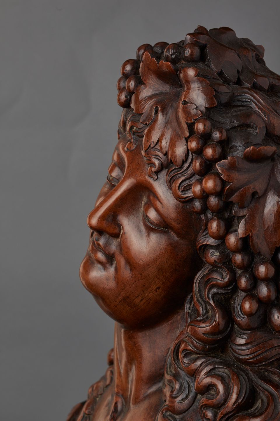 A French walnut carved bust of Bacchante, circa 1830 - image 3