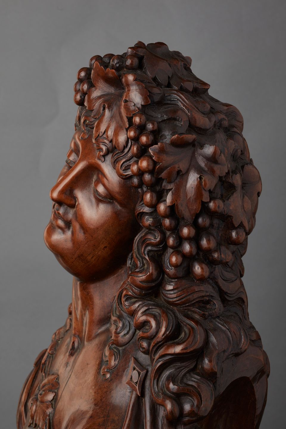 A French walnut carved bust of Bacchante, circa 1830 - image 5
