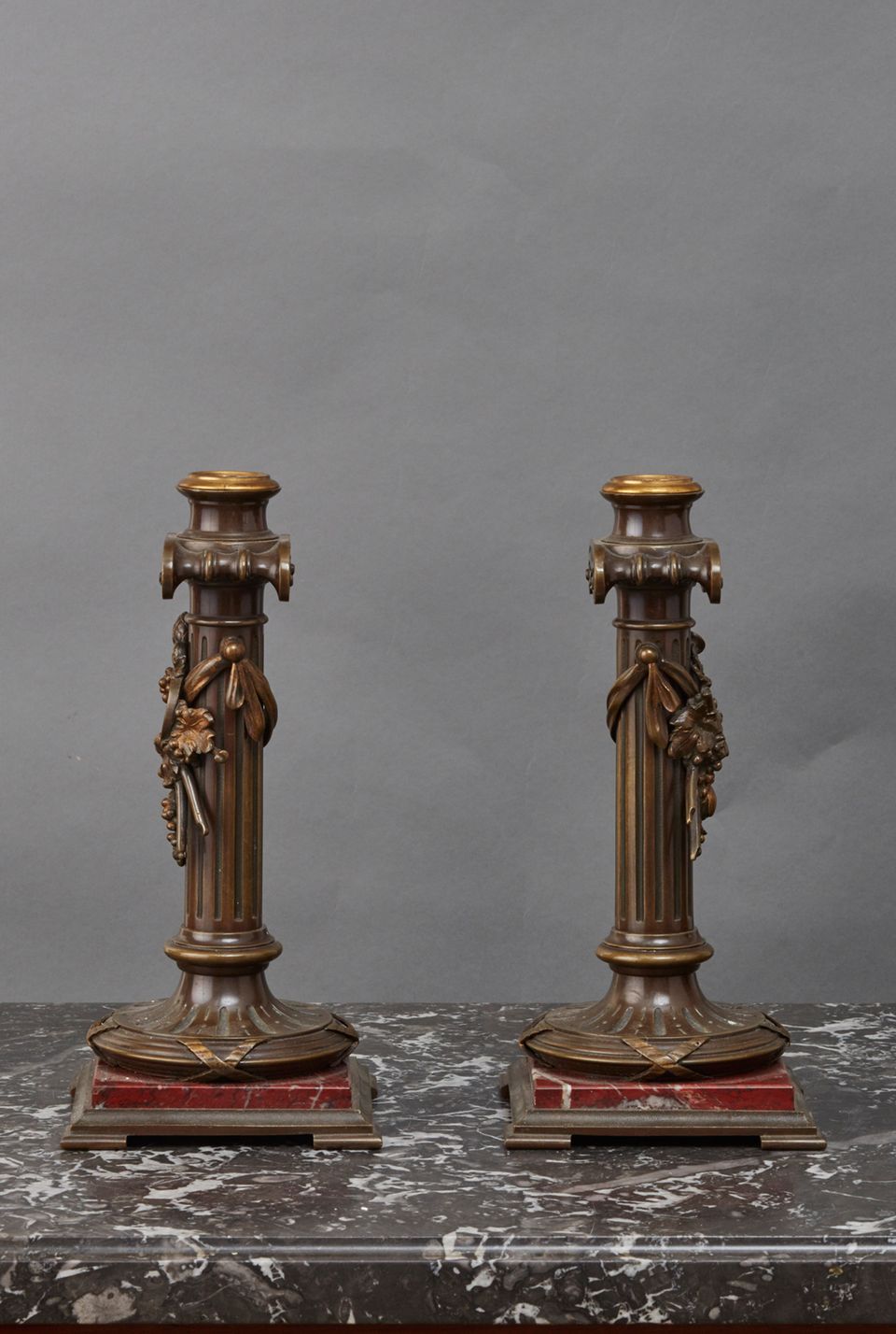 A Greek inspired marble desk inkwell featuring Adonis, with matching candlesticks, circa 1880 - image 7
