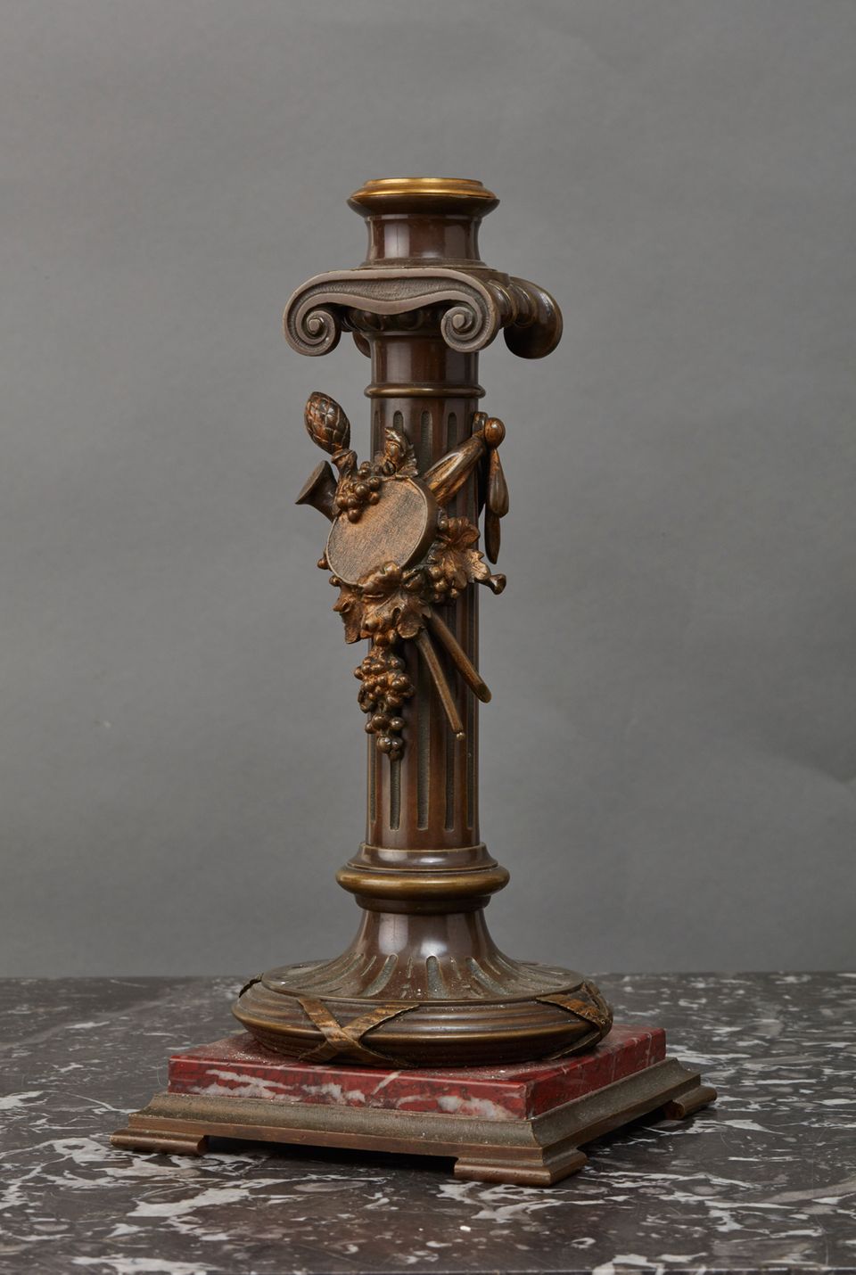 A Greek inspired marble desk inkwell featuring Adonis, with matching candlesticks, circa 1880 - image 8