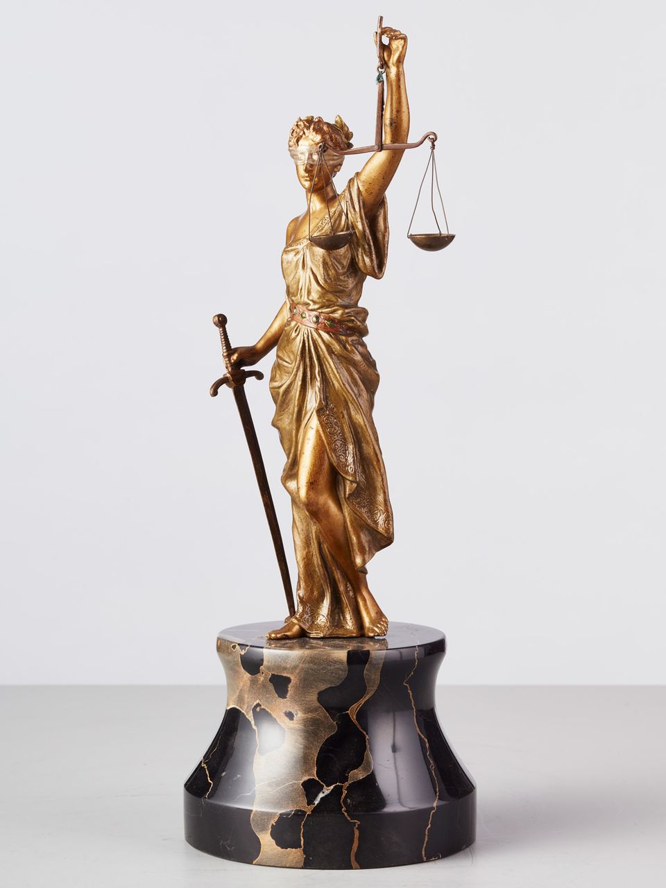 A beautiful early 20th century Viennese cold painted bronze depicting Lady Justice - image 2