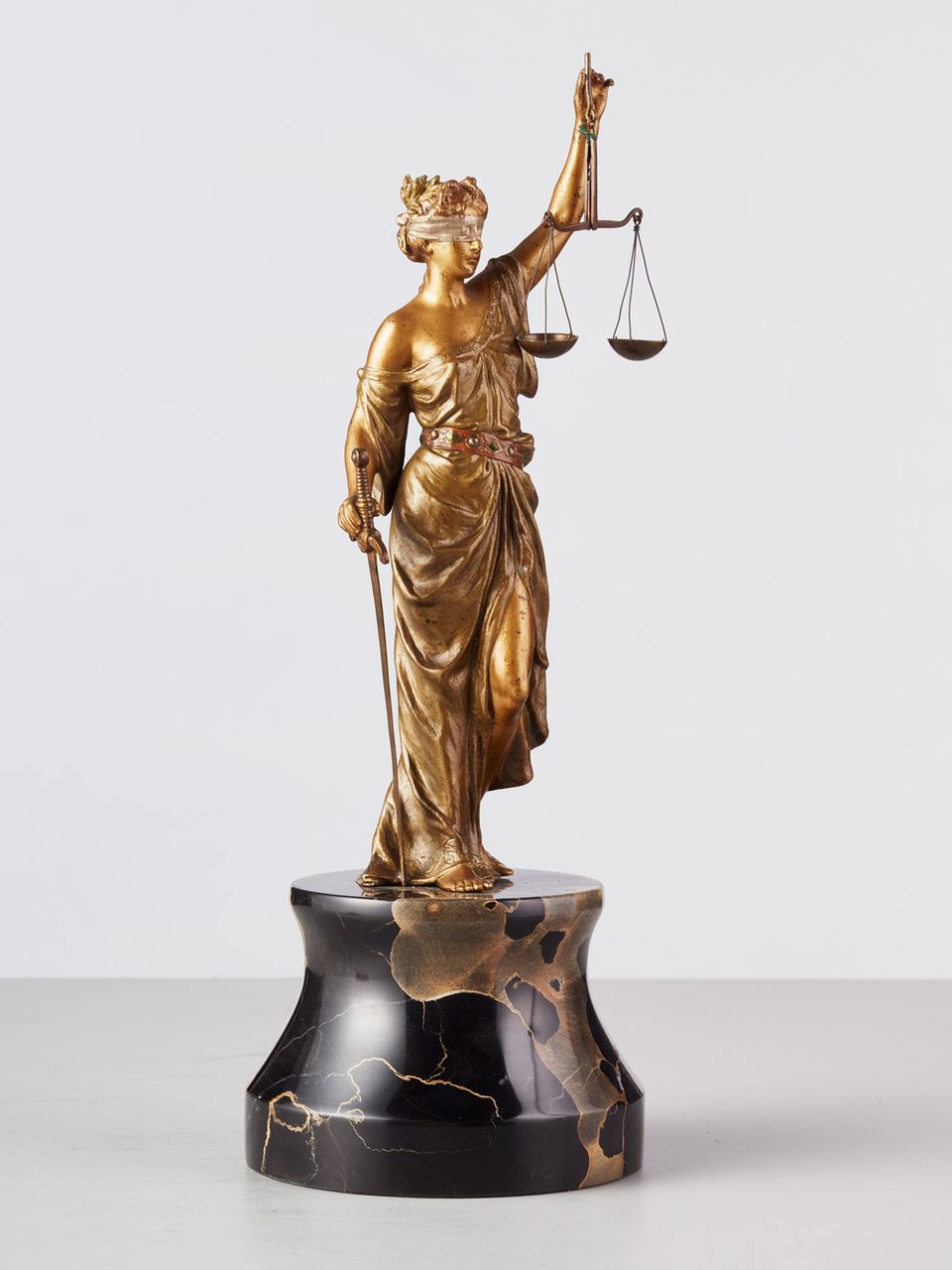A beautiful early 20th century Viennese cold painted bronze depicting Lady Justice - image 5