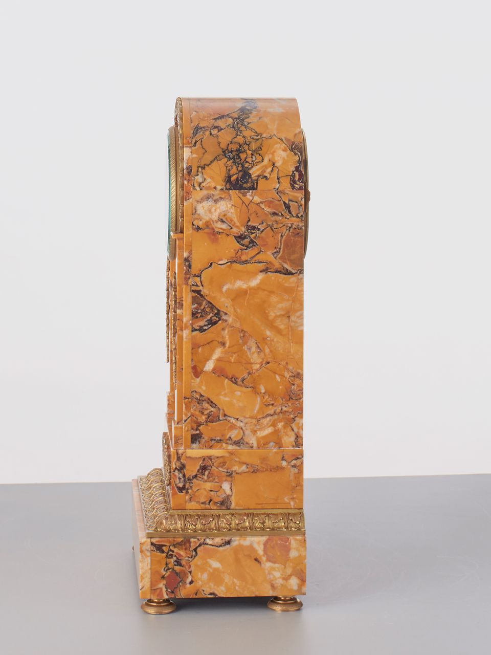 A French sienna marble clock with candle holders, circa 1890 - image 3