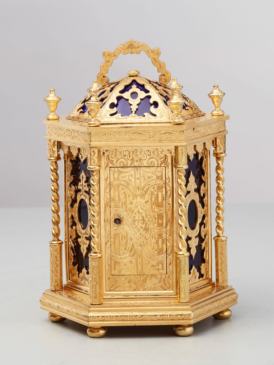 A very unusual hexagonal English 'Gothic Revival' travelling clock by Howell James, circa 1870 - image 3
