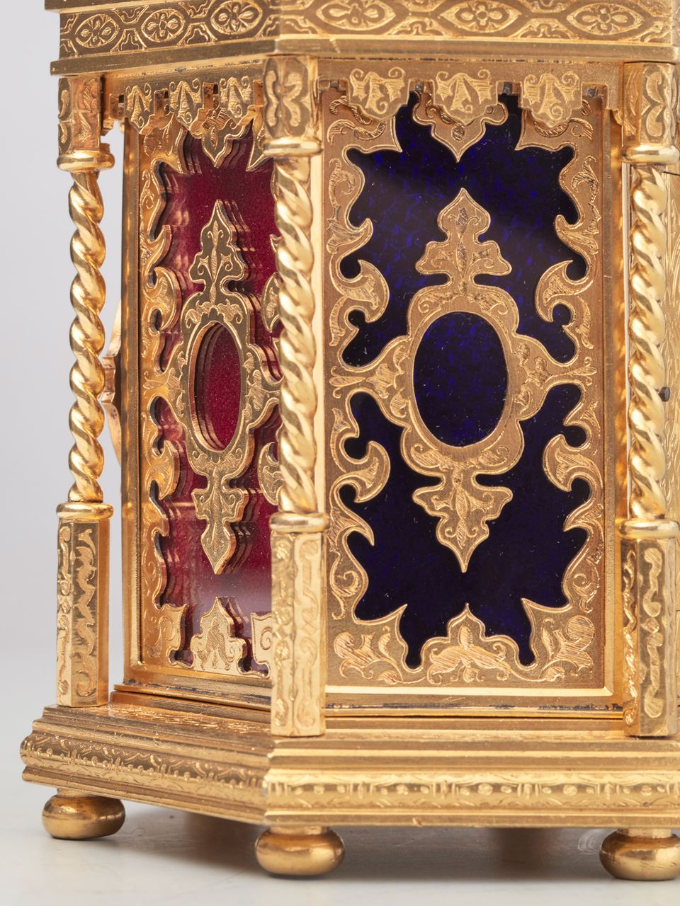 A very unusual hexagonal English 'Gothic Revival' travelling clock by Howell James, circa 1870 - image 6