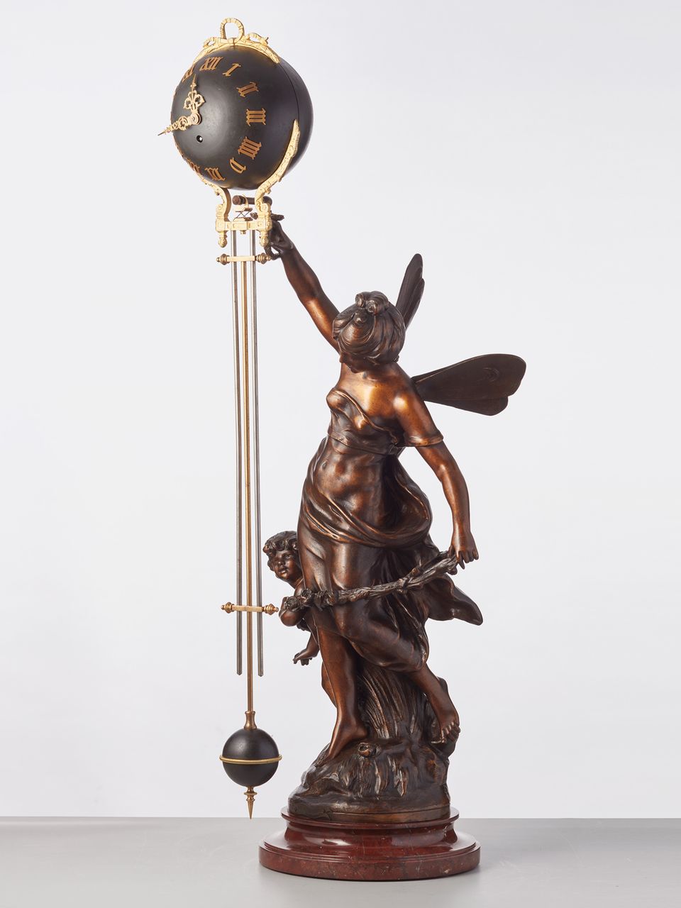 Een Franse Swinger (Mystery) klok van Auguste Moreau, circa 1900 - afbeelding 2