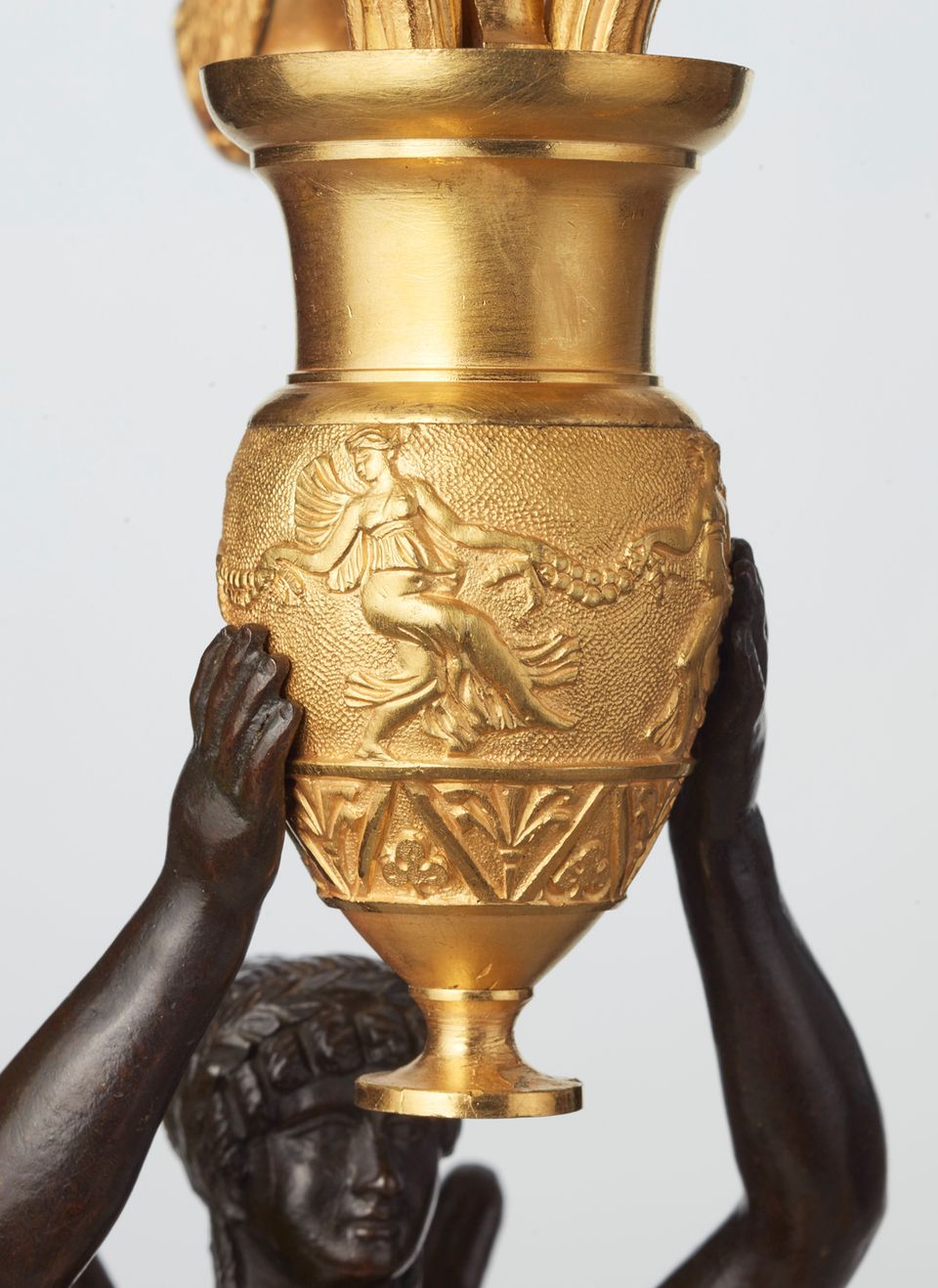 A pair of French gilt candlesticks with patinated bronze angels, circa 1820 - image 8