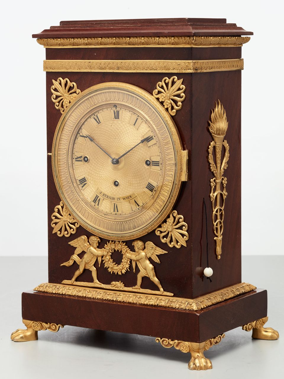 A charming Viennese mahogany and gilt mantel clock by J Straub, circa 1830 - image 2