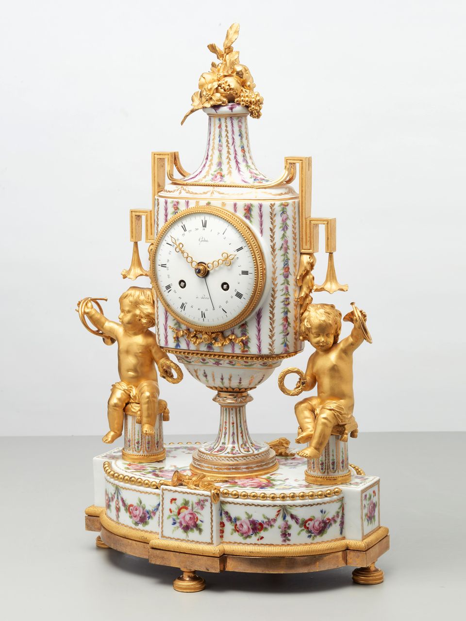 Rare French porcelain and gilt bronze mantel clock by Godon, circa 1785 - image 2