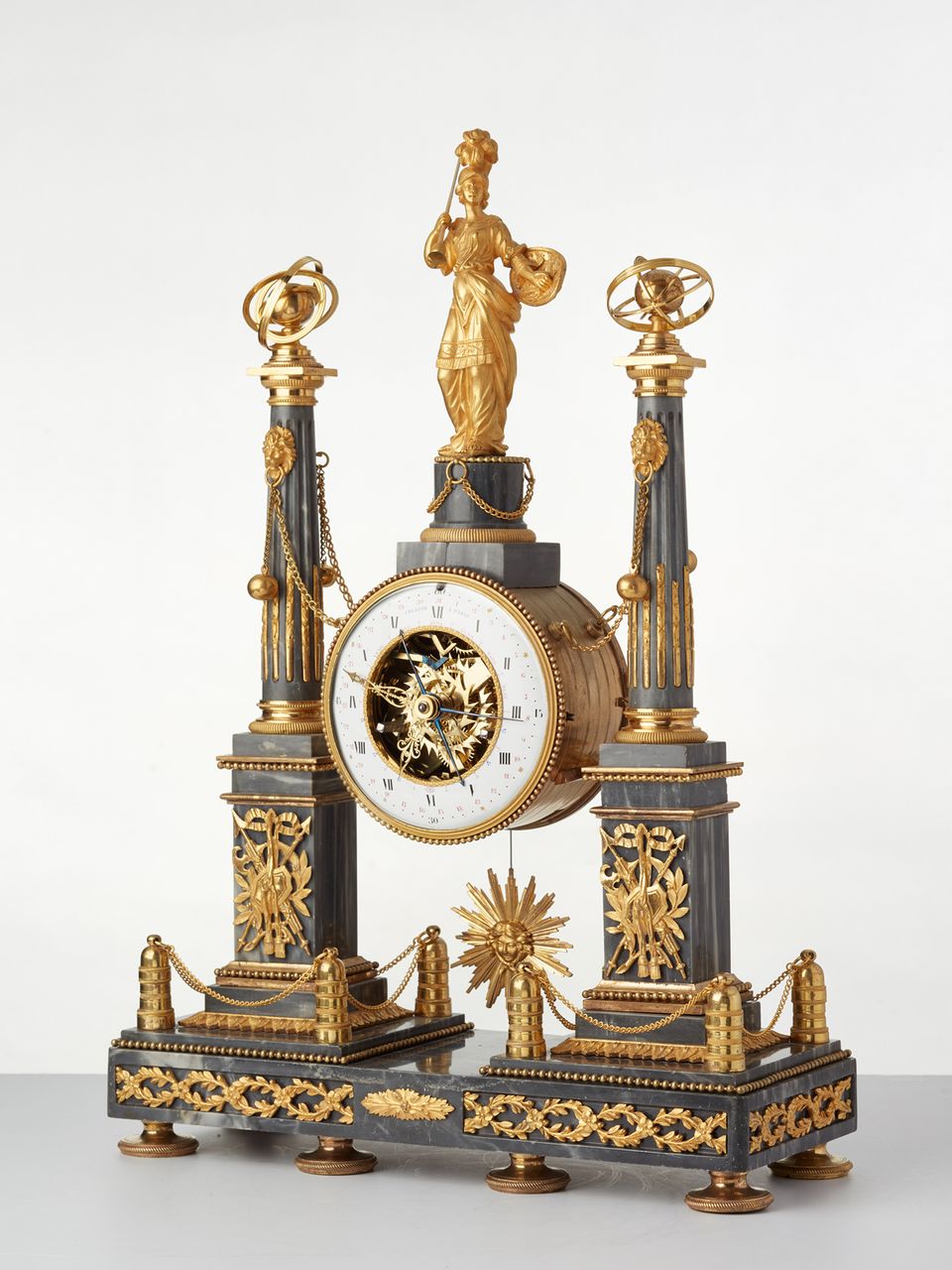 A French Louis XVI grey marble mantel clock by Cellier, circa 1770 - image 2