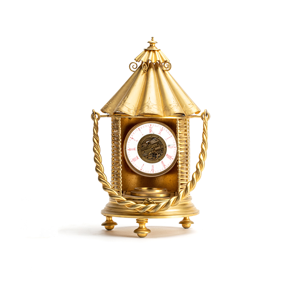 French High quality nicely gilded and engraved hand carrying decorative fantasy lantern - image 3