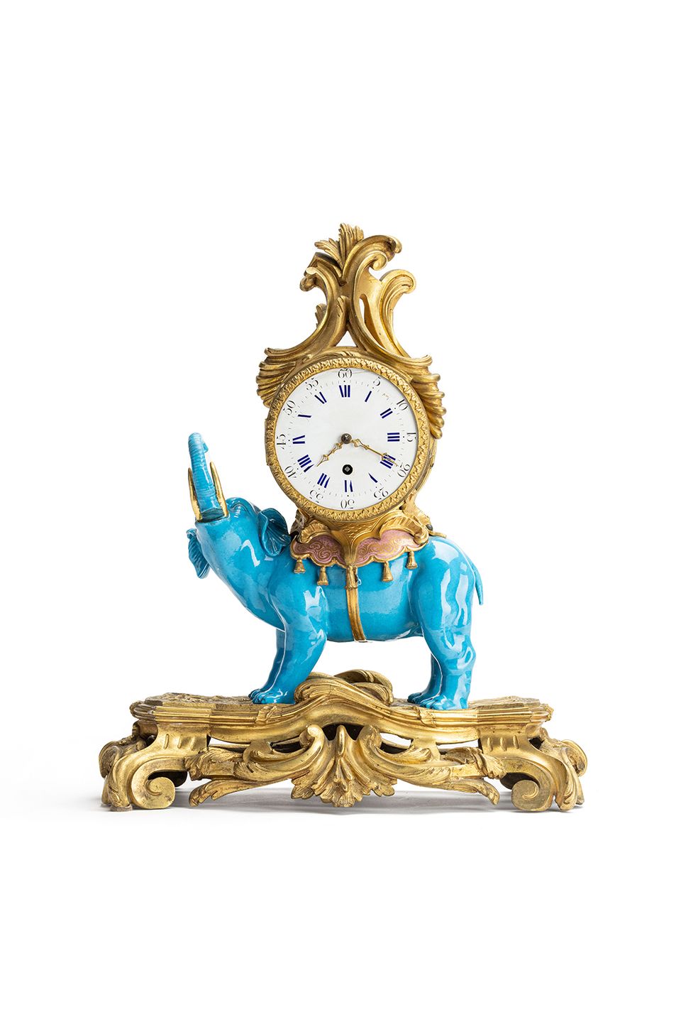 Louis XV-inspired, untouched English 19th-century mantel clock in the form of an elephant - image 2