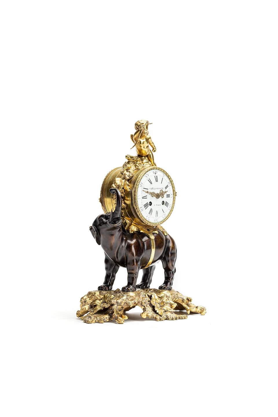 This is a very nice and highly decorative 19th-century mantel clock featuring an elephant carrying the clock on its back - image 2