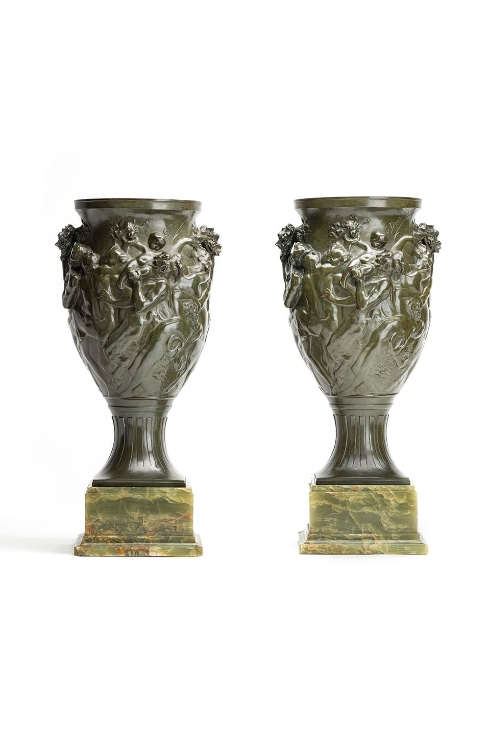 Art Nouveau bronze patinated vases - image 3