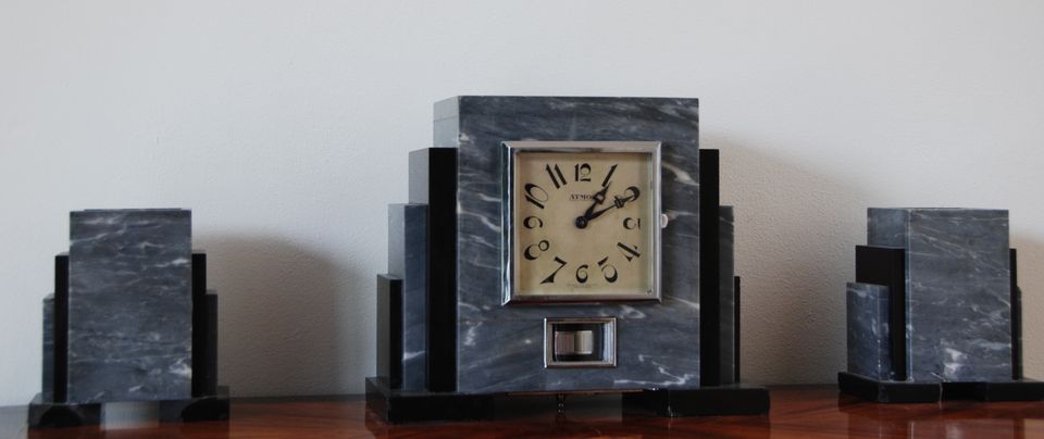 M165 French marble Atmos mantel timepiece set Reutter. - image 3