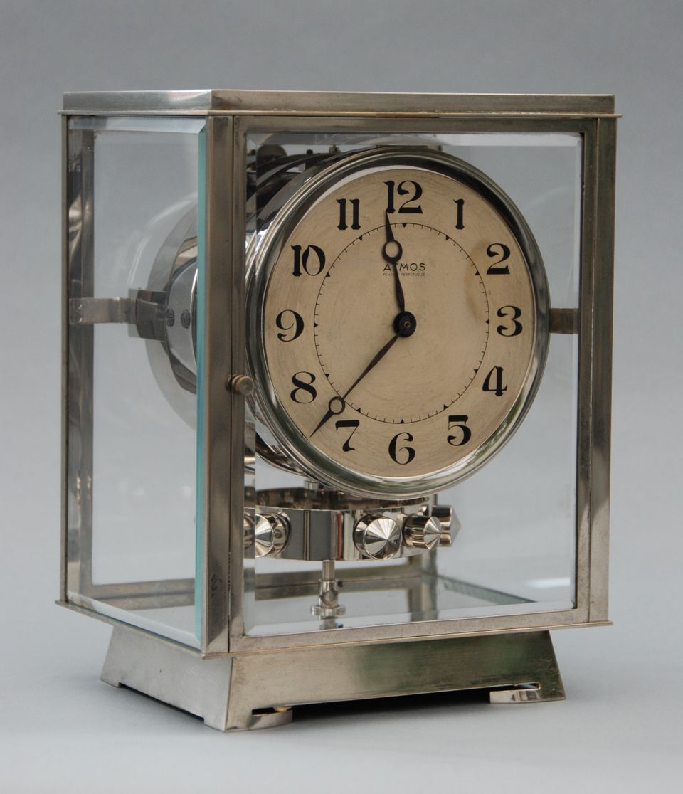 M176 Nickel plated art deco J. L. Reutter four-glass Atmos clock - image 4