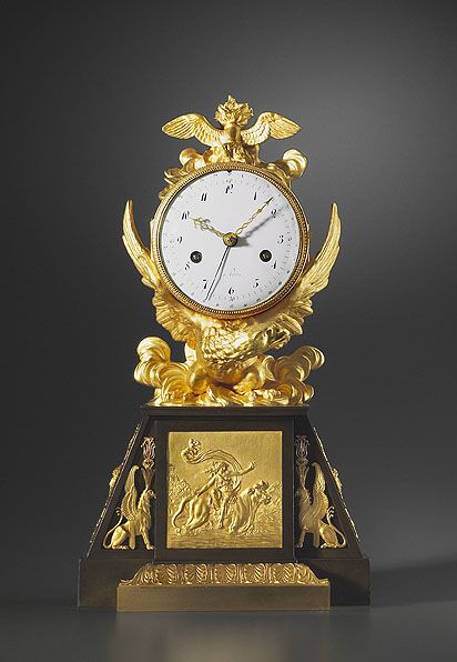 M76 Directoire - 1793-95 - gilt and patinated bronze mantle clock - afbeelding 2